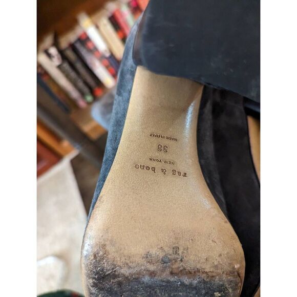 Rag & Bone Agnes grey suede block heel ankle boots sz 38 euc - Picture 6 of 9